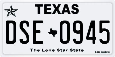 TX license plate DSE0945