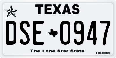 TX license plate DSE0947