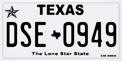 TX license plate DSE0949