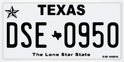 TX license plate DSE0950