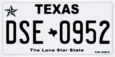 TX license plate DSE0952