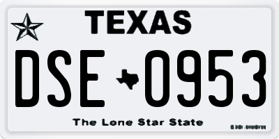 TX license plate DSE0953