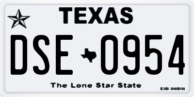 TX license plate DSE0954