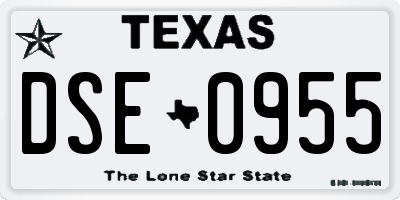 TX license plate DSE0955