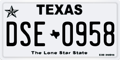 TX license plate DSE0958