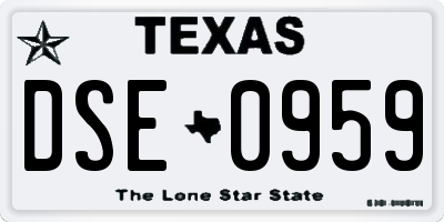 TX license plate DSE0959