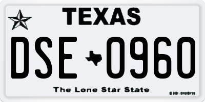TX license plate DSE0960