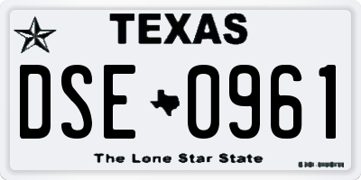 TX license plate DSE0961