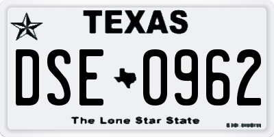 TX license plate DSE0962