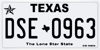 TX license plate DSE0963