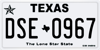 TX license plate DSE0967