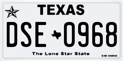 TX license plate DSE0968