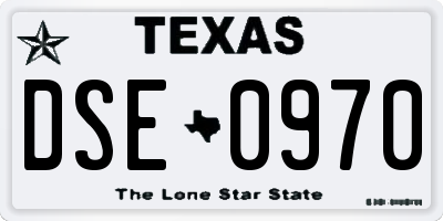 TX license plate DSE0970