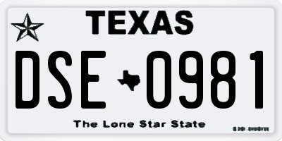 TX license plate DSE0981