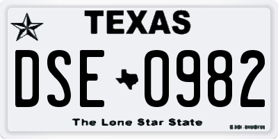 TX license plate DSE0982