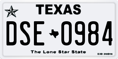 TX license plate DSE0984