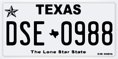 TX license plate DSE0988