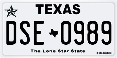 TX license plate DSE0989