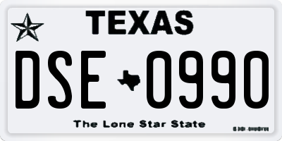 TX license plate DSE0990