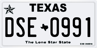 TX license plate DSE0991