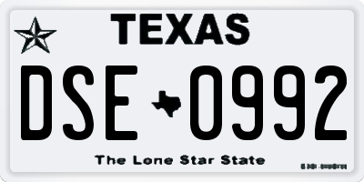 TX license plate DSE0992