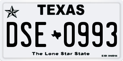 TX license plate DSE0993