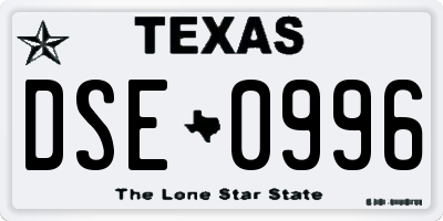 TX license plate DSE0996