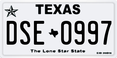 TX license plate DSE0997