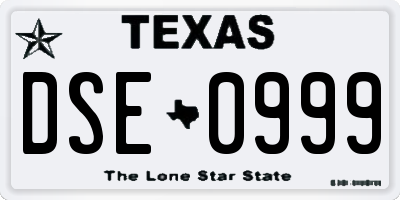 TX license plate DSE0999