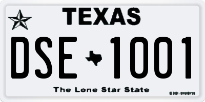 TX license plate DSE1001