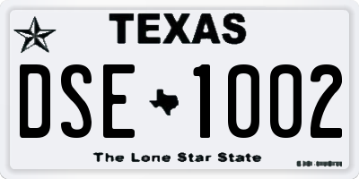 TX license plate DSE1002