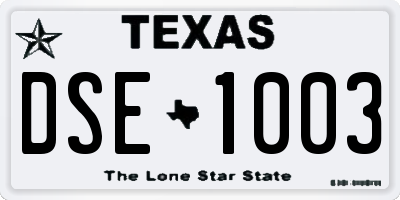 TX license plate DSE1003