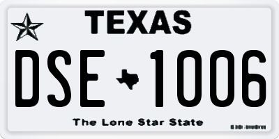 TX license plate DSE1006