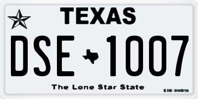 TX license plate DSE1007