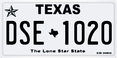 TX license plate DSE1020
