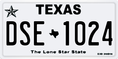 TX license plate DSE1024