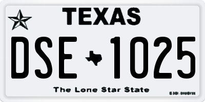 TX license plate DSE1025