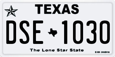 TX license plate DSE1030