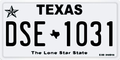 TX license plate DSE1031