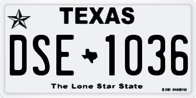 TX license plate DSE1036