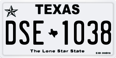 TX license plate DSE1038