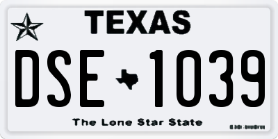 TX license plate DSE1039