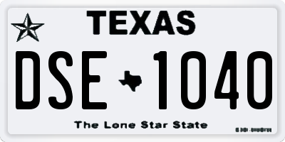 TX license plate DSE1040