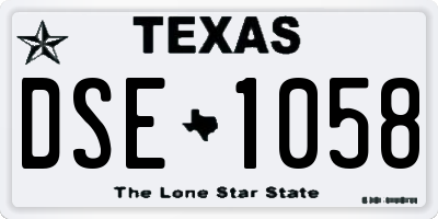 TX license plate DSE1058