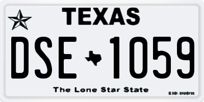 TX license plate DSE1059