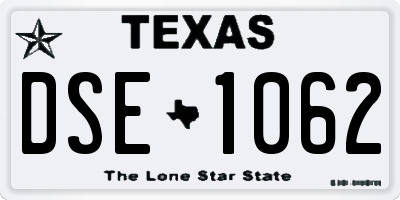 TX license plate DSE1062