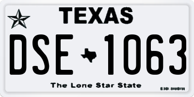 TX license plate DSE1063