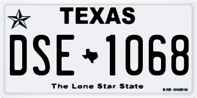 TX license plate DSE1068