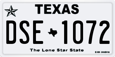 TX license plate DSE1072