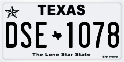 TX license plate DSE1078
